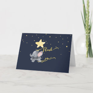 Tarjeta De Agradecimiento Elefante Lindo & Globo Bajo la Noche Brillante