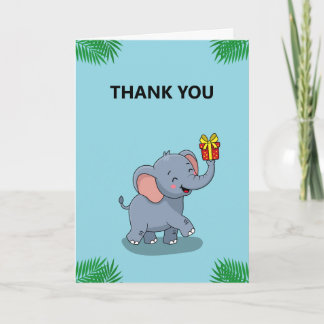 Tarjeta De Agradecimiento Elefante Lindo Llevando Regalo