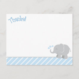 Tarjeta De Agradecimiento Elefante moderno azul y gris Baby Shower