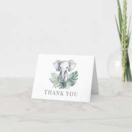 Tarjeta De Agradecimiento Elefante Neutral Cute Primer Cumpleaños Gracias