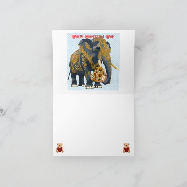 Tarjeta De Agradecimiento Elefante para el día de San Valentín. (Interior)