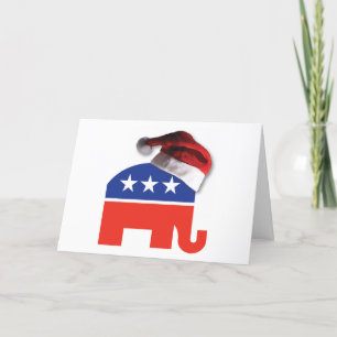 Tarjeta De Agradecimiento Elefante republicano con un gorra de Santa Claus