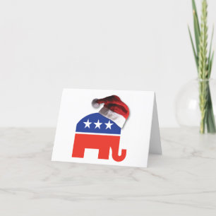 Tarjeta De Agradecimiento Elefante republicano con un Gorra de Santa Claus