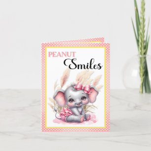 Tarjeta De Agradecimiento Elefante rosa dulce - Sonrisas de maní