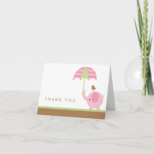 Tarjeta De Agradecimiento Elefante Rosa Gracias Cartas