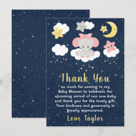 Tarjeta De Agradecimiento Elefante Rosa y Baby Shower de la Marina