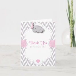 Tarjeta De Agradecimiento Elefante rosa y gris blanco 🐘 Baby Shower Gracias
