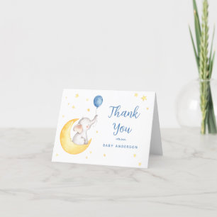 Tarjeta De Agradecimiento Elefante y estrellas Baby Shower Gracias