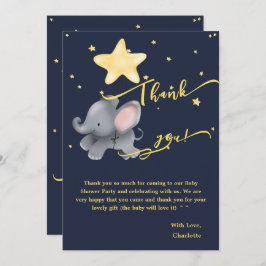 Tarjeta De Agradecimiento Elefante y globo bonitos bajo la noche de espuma