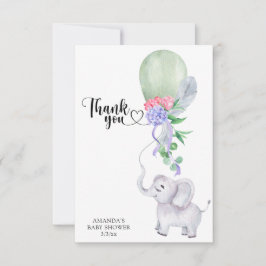 Tarjeta De Agradecimiento Elefante y globo Gracias