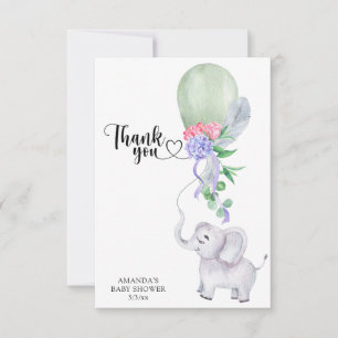 Tarjeta De Agradecimiento Elefante y globo Gracias