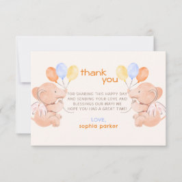 Tarjeta De Agradecimiento Elefantes Baby Shower