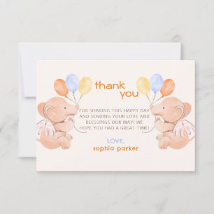 Tarjeta De Agradecimiento Elefantes Baby Shower