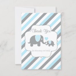Tarjeta De Agradecimiento Elefantes de tiras blancas, azules y grises - Grac