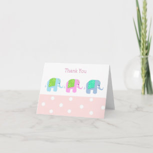 Tarjeta De Agradecimiento Elefantes Dulces Gracias