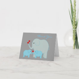 Tarjeta De Agradecimiento Elefantes en Gemelos Azules gracias