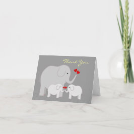 Tarjeta De Agradecimiento Elefantes en Gris Twins gracias