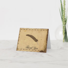 Tarjeta De Agradecimiento Elegancia Anticuada Pergamino Pluma de Agradecimie