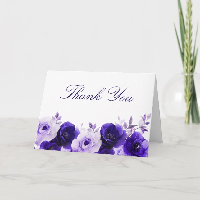 Tarjeta De Agradecimiento Elegancia azul: Boda de Rosas azules de la Marina  (Anverso)