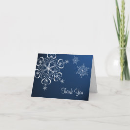 Tarjeta De Agradecimiento Elegancia azul copo de nieve Gracias