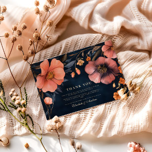 Tarjeta De Agradecimiento Elegancia Boda floral gótica