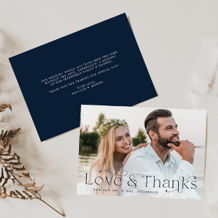Tarjeta De Agradecimiento Elegancia clásica amor y gracias a la foto de la m