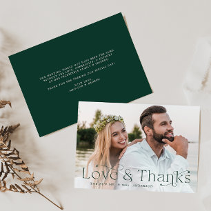 Tarjeta De Agradecimiento Elegancia clásica amor y gracias foto verde