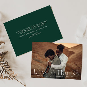 Tarjeta De Agradecimiento Elegancia clásica amor y gracias foto verde