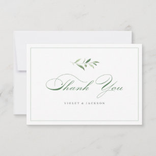 Tarjeta De Agradecimiento Elegancia Clásica Escritura Sencilla Follaje