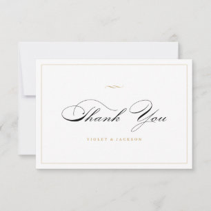 Tarjeta De Agradecimiento Elegancia Clásica Script Negro y Dorado Simple