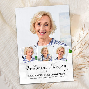 Tarjeta De Agradecimiento Elegancia conmemorativa 4 Collage de fotos Compasi