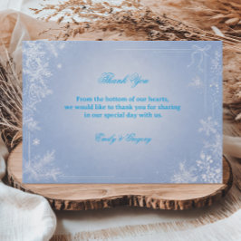 Tarjeta De Agradecimiento Elegancia de copo de nieve azul de invierno suave