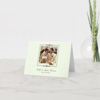 Tarjeta De Agradecimiento Elegancia de menta fresca foto marco cuadrado grac
