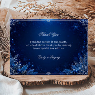 Tarjeta De Agradecimiento Elegancia de respuesta de invierno azul medianoche