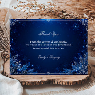 Tarjeta De Agradecimiento Elegancia de respuesta de invierno azul medianoche
