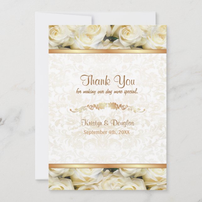 Tarjeta De Agradecimiento Elegancia de rosa blanca - Gracias (Anverso)