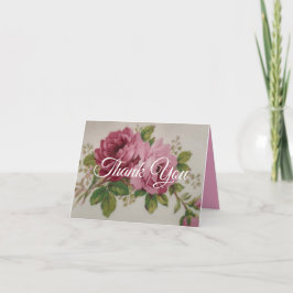 Tarjeta De Agradecimiento Elegancia de Rosa de col de época