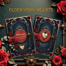 Tarjeta De Agradecimiento Elegancia Eterna – Corazón de Relojería.