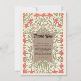 Tarjeta De Agradecimiento Elegancia floral Art Nouveau