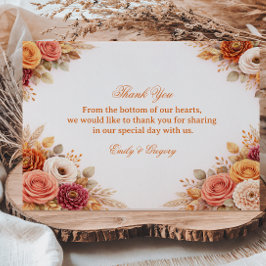 Tarjeta De Agradecimiento Elegancia Floral de Otoño Gratitud
