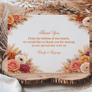 Tarjeta De Agradecimiento Elegancia Floral de Otoño Gratitud