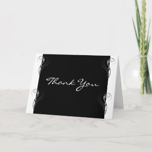 Tarjeta De Agradecimiento Elegancia Floral en Blanco y Negro Gracias