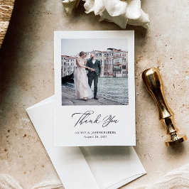 Tarjeta De Agradecimiento Elegancia italiana en blanco y negro Dos Bodas de 