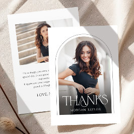 Tarjeta De Agradecimiento Elegancia Minimalista y Grácil Arco 2 Foto Graduac