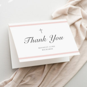 Tarjeta De Agradecimiento Elegancia Moderna Bautizo de Niñas