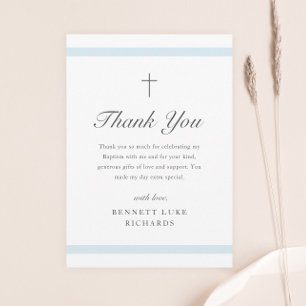 Tarjeta De Agradecimiento Elegancia Moderna Bautizo de Niño