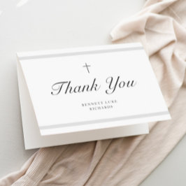 Tarjeta De Agradecimiento Elegancia Moderna Bautizo de Niños o Niñas