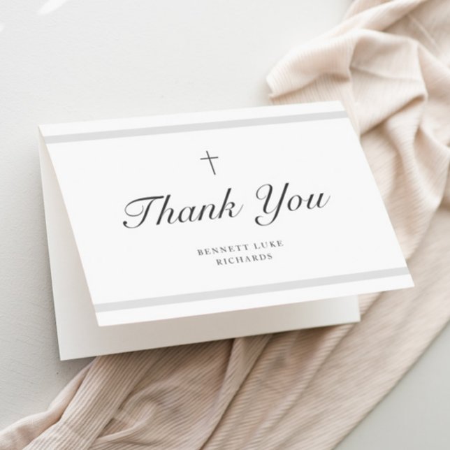 Tarjeta De Agradecimiento Elegancia moderna Niños o Chicas Bautismo (Gender Neutral photo baptism thank you card.)