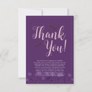 Tarjeta De Agradecimiento Elegancia moderna simple de boda lavanda púrpura