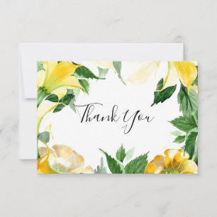 Tarjeta De Agradecimiento Elegancia natural Boho Boda amarillo Gracias